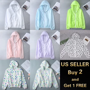 SPF50 Womens Hoodie Sun-Protective Jacket Anti-UV Top Cycling Breathable Fit S-L - Picture 1 of 15