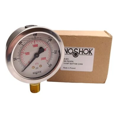 NOSHOK 25-901-300-PSI/KPA Pressure Gauge, ø2-1/2in, 0-300PSI, 1/4in NPT - Image 1 of 4
