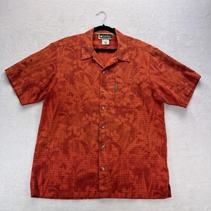 Columbia Shirt Mens M Red Rust 100% Cotton X.C.O. Hawaiian Floral Cool Comfort - Picture 1 of 15