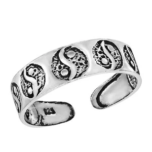 Yin-Yang Life Balance Symbol Sterling Silver Toe or Pinky Ring - Picture 1 of 4