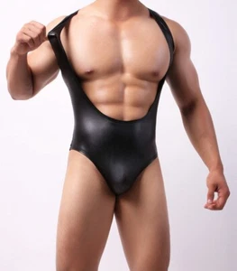 Sexy Mens Faux Leather Bondage Fetish Underwear Boxer Briefs Trunks Underpants - Picture 1 of 3