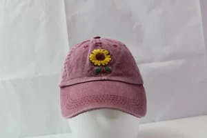 Cappellino da baseball donna GIRASOLE ricamato cinturino posteriore regolabile effetto invecchiato - Foto 1 di 6