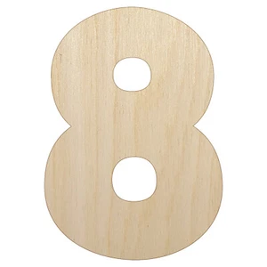 Number 8 Eight Fun Bold Font Unfinished Wood Shape Cutout for DIY Craft Projects - Picture 1 of 8