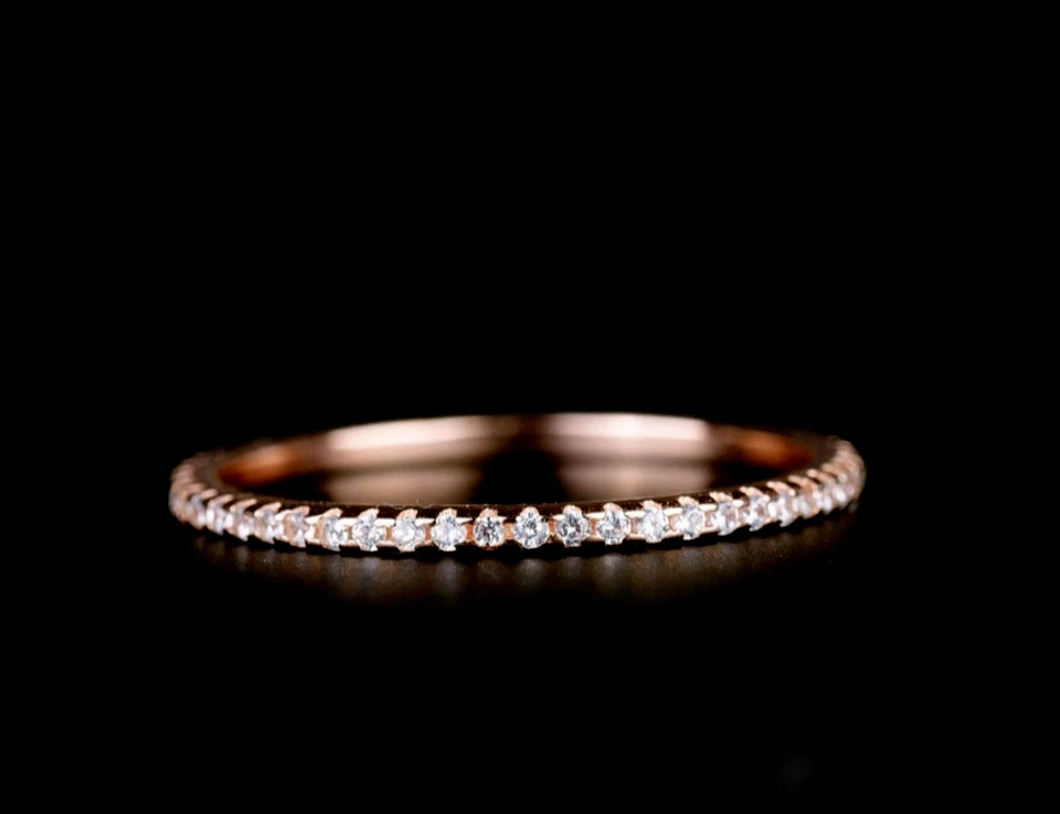 Fascia Eternity Zicron bianca 14 carati in oro rosa - fascia vintage -... - Immagine 1 di 3