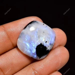26.50 Cts Natural Tourmalinated Moonstone Cushion Cabochon Gemstone 22X21X6 mm - Picture 1 of 6