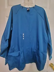 NWT-White Swan Scrub Jacket size L-Teal/Carribean Blue Snap-Up-Chest 26"/L 31" - Picture 1 of 6