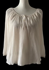 J. Crew Ivory Top Blouse Size US 8 UK 12 Cotton Silk Smocked Neckline New - Picture 1 of 10
