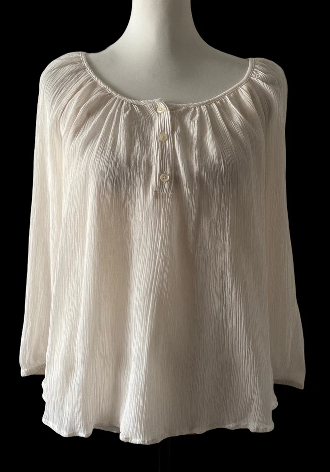 J Crew Ivory Blouse Size 12 UK 8 US Womens Cotton Silk Smocked Neck NEW NWT - Image 1 of 4