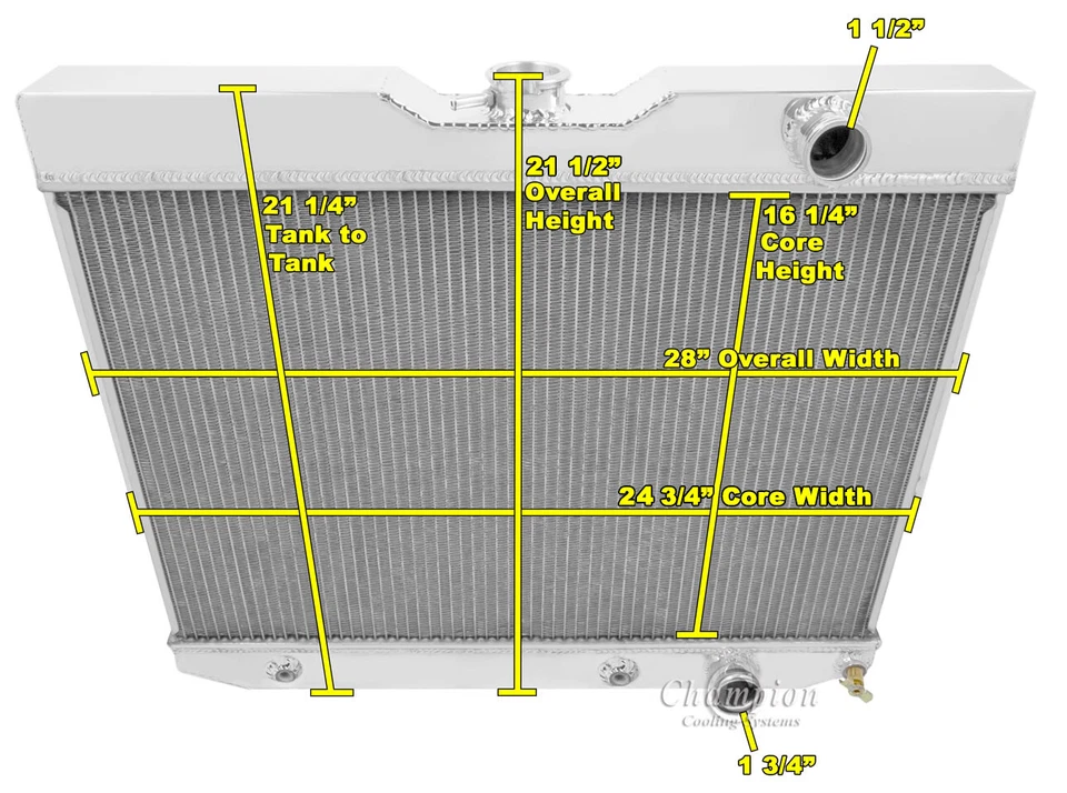 1964 1965 Chevy Chevelle Champion Cooling Systems DR 3 Row Radiator - Image 1 of 4