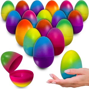 16 Pack 3.2” Large Colorful Ombre Easter Eggs Empty - with Hinges, Bright Ombre - Picture 1 of 6