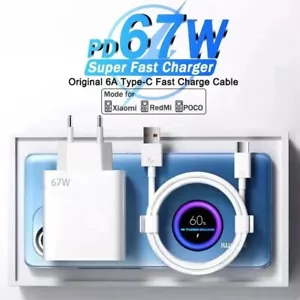 Caricabatteria Smartphone Tablet 67W universale USB-A type-C da muro viaggio EU - Foto 1 di 4