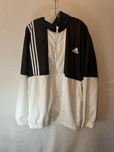 Chaqueta cortavientos Adidas blanca negra XXL para hombre 3 rayas cremallera completa de colección - Imagen 1 de 3