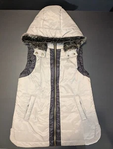 NWT BKE Faux Fur Hooded Zip Up Puffer Vest Womens Medium - Picture 1 of 6