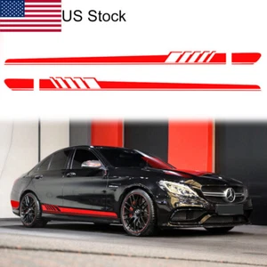 Calcomanía de carreras a rayas faldón lateral rojo para Mercedes Benz W205 S205 C63 AMG, etc. 2 piezas - Imagen 1 de 7