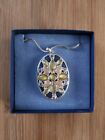 Costume Jewellery Statement Necklace With Yellow Tones Oval Pendant Chunky