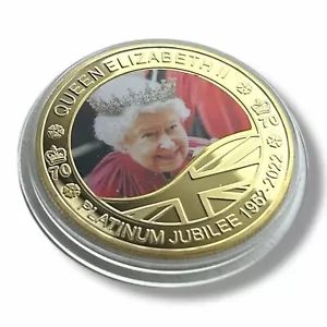 Queen Elizabeth ll - Platinum Jubilee Gold Plated Commemorative Coin - Picture 1 of 3