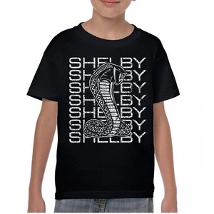 Vintage Stacked Shelby Cobra Youth T-shirt GT500 Mustang Powered by Ford Kids - Picture 1 of 43