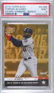 2019 Topps Now Award Winners Bonus Yordan Alvarez #AWB-8 PSA 9 MINT