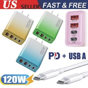 Cargador de pared USB tipo C de carga rápida de 120 W para teléfono Samsung iPhone Android - Imagen 1 de 26