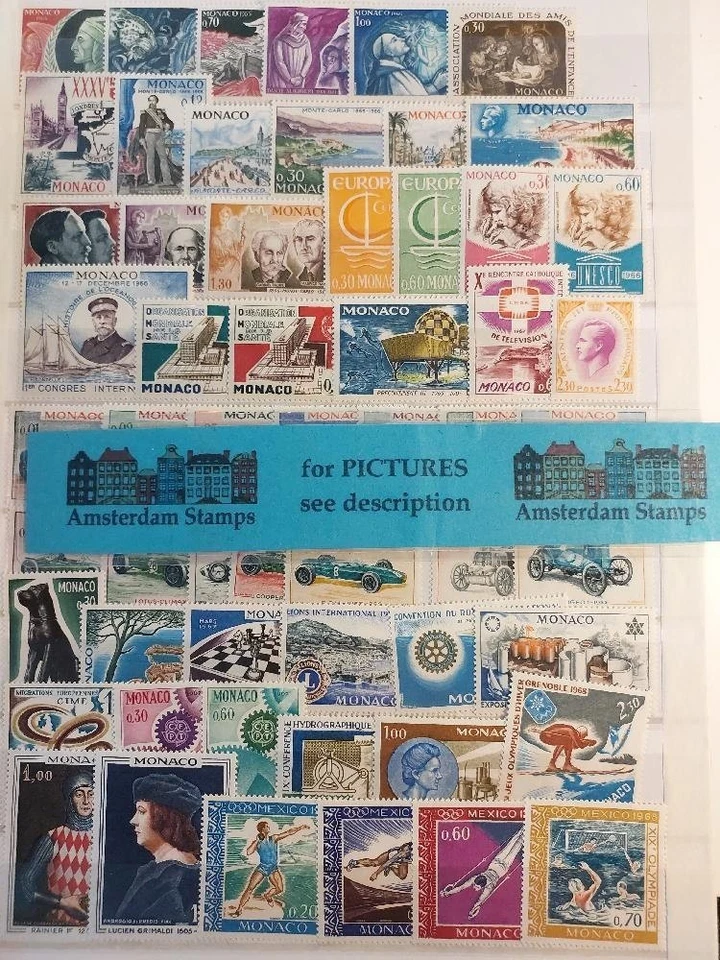 Mônaco muito bom estado MNH variedade moderna inclui muitos lençóis etc High CAT + FACE TOP! - Imagem 1 de 1