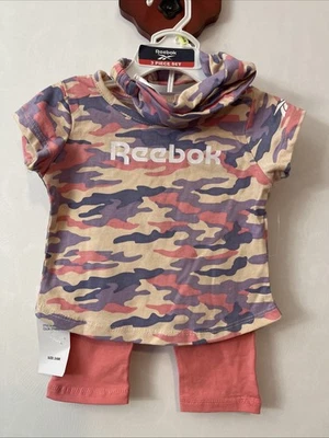 Reebok Infantil Niñas 3-6 Meses Rosa y Púrpura Camuflaje Conjunto de 3 Piezas ¡NUEVO CON ETIQUETAS! MZZ8 Foto 1 de 3