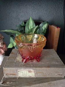 Indiana Glass Tiara Amberina Footed Bowl - Harvest Grape Vintage Compote 3.25" - Picture 1 of 10