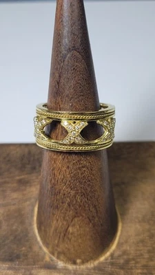 Hidalgo 18k Yellow Gold & Diamonds Triple X Ring Jacket Size 7 - Image 1 of 4
