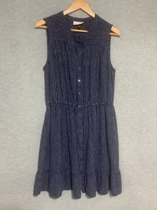 Universal Thread Women Large Sleeveless Dress Button Front Navy Blue Pinstripe - Picture 1 of 11