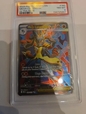 Mega Lucario EX #160/132 from the Pokémon TCG Mega Evolution, PSA NM-MT 8 - Image 1 of 4
