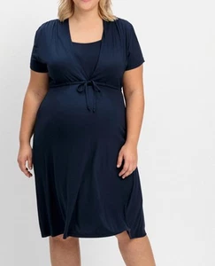 Sheego Damen Kleid Sommerkleid Jerseykleid Knielang Kurzarm nachtblau Gr. 44 NEU - Bild 1 von 1