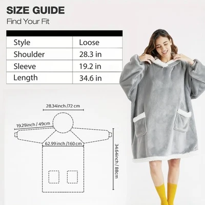 Sudadera con Capucha Manta De Gran Tamaño Suave Sherpa Polar Ultra Felpa Sudadera Gigante Con Capucha Foto 1 de 4