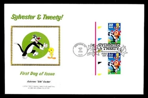 SYLVESTER & TWEETY PRESS SHEET FIRST DAY COVER - HORIZONTAL GUTTER PAIR - Picture 1 of 2