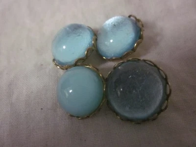 4 Light Blue foil back round glass cabachon shank buttons new - Image 1 of 3