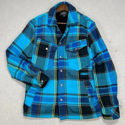 Volcom Workwear Plaid Flannel Lined Shirt Jacket Shacket Men Size Small Blue - Image 1 of 4