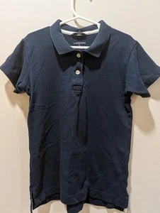 Lands End Boy Polo Shirt Size 7 8 Short Sleeve Navy Blue School Uniform Approved - Picture 1 of 8