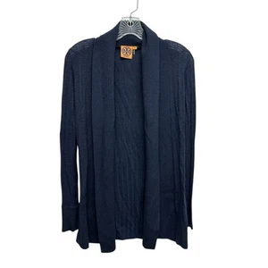 Tory Burch cardigan Women’s XS Navy Merino Wool Open Front Work Wear Lagenlook - Picture 1 of 8