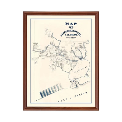 Old Map of Jefferson County, TX 1840 - Vintage Texas Art - Image 1 of 4