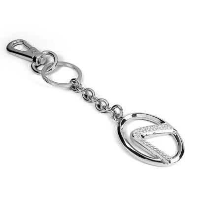 Lexus Logo Chrome Finish Clear Crystals Bling Key Chain - Image 1 of 3