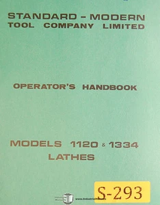 Standard Modern Tool 1120 and 1334, Lathes, Operations and Parts Manual 1972 - Picture 1 of 3