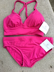 Conjunto de Bikini Eco Beach Rosa Caliente Talla M Longline Bralette e Hipster UPF 50 - Imagen 1 de 8