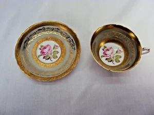 PARAGON BONE CHINA TEA CUP & SAUCER GOLD PINK CABBAGE ROSE - Imagen 1 de 7