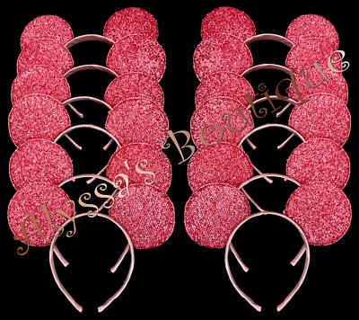 Minnie Mickey Mouse Ears Headbands 20 pc Shiny PINK Birthday Party Costume DIY - Image 1 of 3