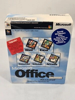 Microsoft Office Professional & Bookshelf Windows 95 Big Box Complete W Keys - Image 1 of 4