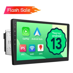 CAM+Double 2DIN 10.1" IPS Car Radio Stereo GPS CarPlay Android 13 Auto Head Unit - Picture 1 of 22