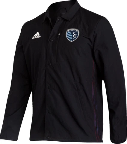 adidas Sporting Kansas City 2022 Coaches Full-Zip Anthem Jacket - Black Cover