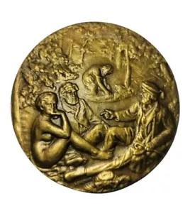 ART,PAINTER,EDUARDO MANET,LUNCHEON ON GRASS,STUNNING LARGE BRONZE MEDAL.70 MM - Picture 1 of 8
