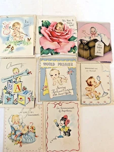 1940's Baby Birth Announcement Greeting Cards Postmarked Vintage Lot of (8) - Picture 1 of 5