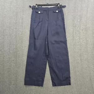 J. Crew Collection Side-Tab Trouser Mario Bellucci Italian Linen Blend Sz 2 Blue - Picture 1 of 14