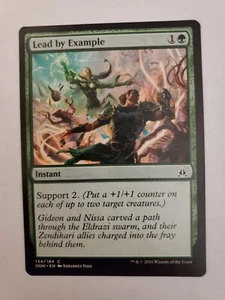 MTG Magic The Gathering Card Lead by Example Instant Green Oath Of The Gatewatch - Picture 1 of 2