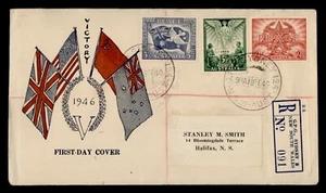 DR WHO 1946 AUSTRALIA FDC PEACE/VICTORY CACHET COMBO REGISTERED m28095 - Picture 1 of 2